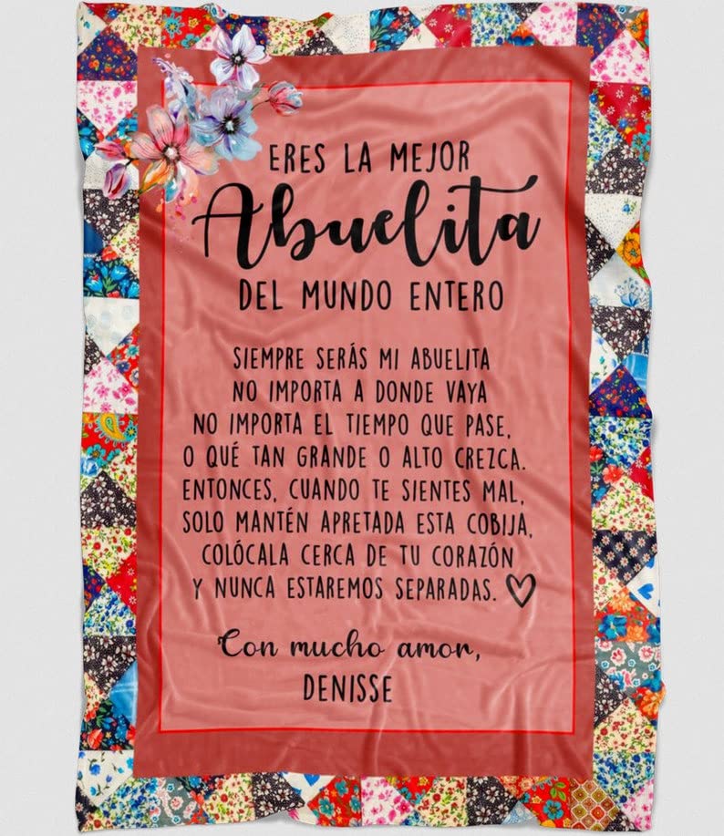 Spanish Abuela Gift for Grandma Mexican Madre Gift, Abuelita Blanket Throw in Spanish Custom Gift for Grandmother Grandma Gigi Mimi Granny Nana Christmas Birthday Gifts