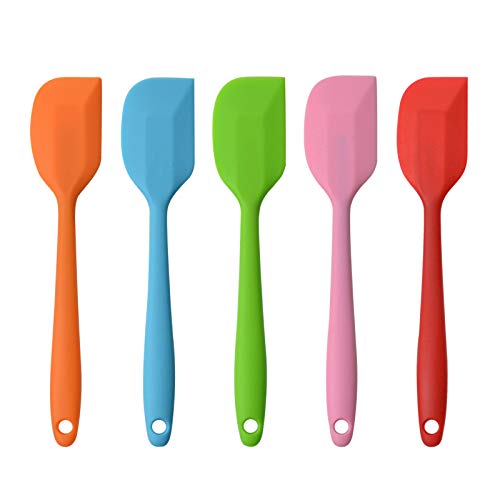 Silicone Spatulas, 8.5 inch Small Rubber Spatula Seamless One Piece Design Heat Resistant Non-Stick Flexible Scrapers Baking Mixing Tool (5 Pieces)