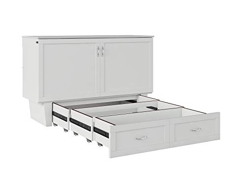 Atlantic Furniture Monroe Murphy Bed Chest with Charging Station, White