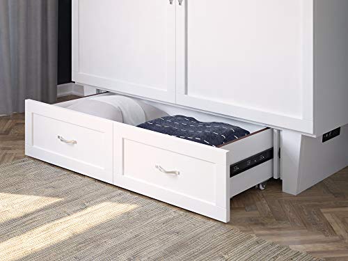 Atlantic Furniture Monroe Murphy Bed Chest with Charging Station, White