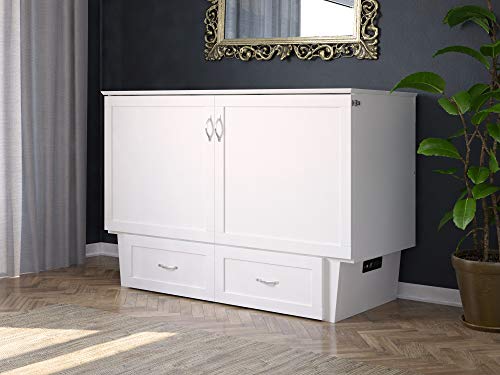 Atlantic Furniture Monroe Murphy Bed Chest with Charging Station, White