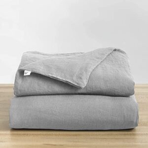natural linen duvet cover from baloo, removable cover for weighted blankets - soft, premium, breathable french linen, 42x72 inches, dove grey…