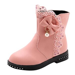 lykmera shoes kids knot toddler infant princess boots fashion leather shoes toddler girls winter boots shoes ankle boots (pink, 4-4.5 years little kids)