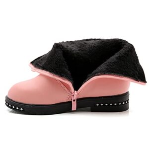 Lykmera Shoes Kids Knot Toddler Infant Princess Boots Fashion Leather Shoes Toddler Girls Winter Boots Shoes Ankle Boots (Pink, 4-4.5 Years Little Kids)