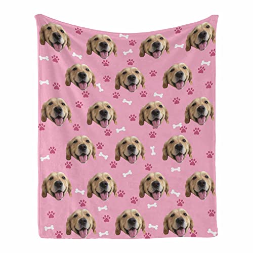 InterestPrint Personalized Dog Lover Gift Blanket with Pet Photo Picture, Customizable Blanket for Family Pets Gifts for Kid Women Souvenirs