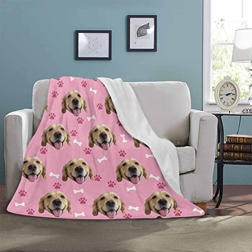 InterestPrint Personalized Dog Lover Gift Blanket with Pet Photo Picture, Customizable Blanket for Family Pets Gifts for Kid Women Souvenirs