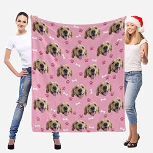 InterestPrint Personalized Dog Lover Gift Blanket with Pet Photo Picture, Customizable Blanket for Family Pets Gifts for Kid Women Souvenirs