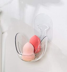 multifunction acrylic small makeup organizer storage for vanity – silicone beauty blender makeup sponge holder wall mounted for bathroom, clear makeup brush drying rack holder- 2 slots