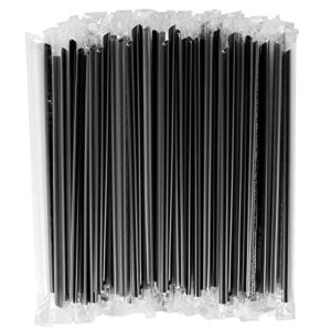 [400 pcs] black individually wrapped disposable plastic straws(7.5" longx0.23" diameter)