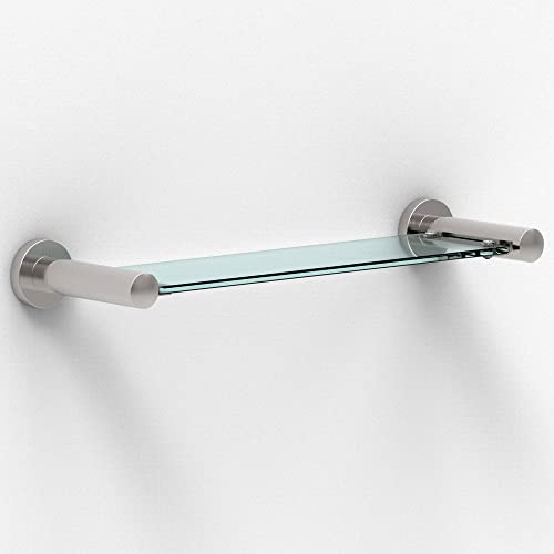 SAFETY+BEAUTY Bathroom Hardware Accessories, Stainless Steel Rust Proof (Brushed Nickel, 16" Glass Shelf 1PK)