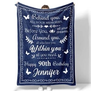 happy 90th birthday gifts behind you all your memories personalized blanket for women her wife sister mom friends grandmother coworker boss 90 years old blankets throw couch bed sofa