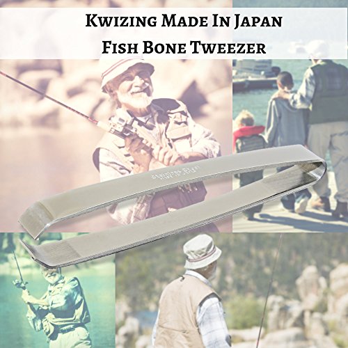 Kwizing MADE IN JAPAN Fish Bone Tweezers by RCI GLOBAL - Non-Slip, Precision Grip - Debone Salmon, Bass, Catfish - Stainless Steel Handmade Japanese Craftsmanship (4 3/4")