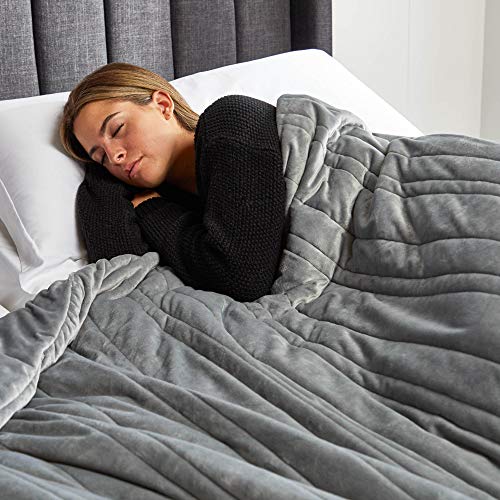 MALOUF Anchor Blanket Available in Three Weights and Two Sizes-Promotes Deep Sleep-Silky Soft Cover 48in x 72in, 48 in x 72 in | 20 lb, Ash