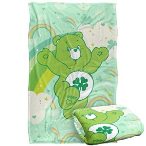 care bears blanket, 36"x58" shamrocks and rainbows silky touch super soft throw blanket
