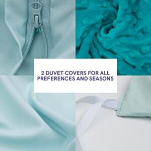 YnM Weighted Blanket and Duvet Covers — Hot and Cold Duvet Cover Set (3 Pieces) — (Green, 60''x80'' 25lbs), Suit for One Person(~240lb) Use on Queen/King Bed
