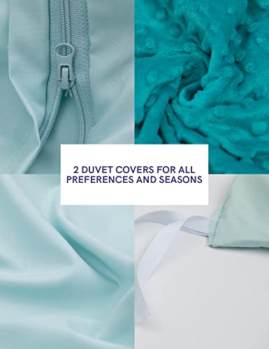 YnM Weighted Blanket and Duvet Covers — Hot and Cold Duvet Cover Set (3 Pieces) — (Green, 60''x80'' 25lbs), Suit for One Person(~240lb) Use on Queen/King Bed