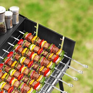 Kabob Skewers 14" Stainless Steel Long BBQ Barbecue Skewers, Flat Metal Kebob Sticks Wide Reusable Grilling Skewers for Meat Chicken, Set of 12pcs with Storage Bag by JY COOKMENT