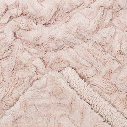 Chanasya Fuzzy Soft Cloud Textured Embossed Faux Fur Throw Blanket - Plush Sherpa Solid Cozy Blanket for Bed Sofa Chair Couch Cover Living Bed Room (50x65 Inches) Classy Pink Blanket