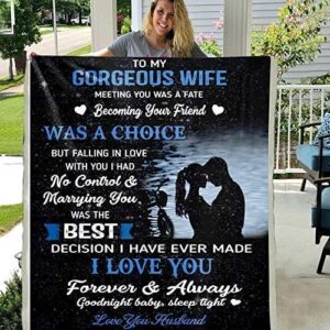 to my gorgeous wife enchanting rendezvous - personalized luxurious sherpa blanket - romantic imagery - extra large