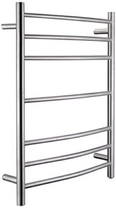 anzzi gown 7-bar wall mounted towel warmer in brushed nickel | energy efficient 70w electric plug in heated towel rack for bathroom | stainless steel towel heater rail quick towel dryer | tw-az027bn