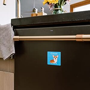 Dog Butt Funny Clean Dirty Dishwasher Magnet, Reversible Dish Washer Refrigerator Sign, Funny Corgi Butt, Double Sided Strong Kitchen Flip Indicator, Bonus Universal Magnetic Plate, Animal Magnet