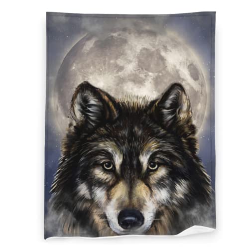 Ultra-Soft Warm Cozy Fleece Throw Blanket, Smooth Fuzzy Flannel Plush Blankets for Bed Sofa Gift Home Decor 50''x60'' (Wolf)