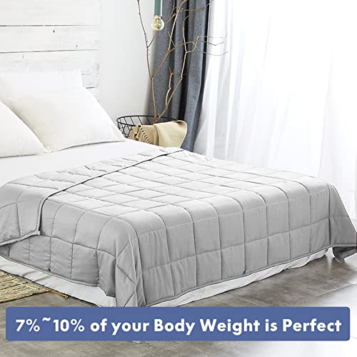 Weighted Blanket 15 Pounds for Adults 60"x 80" 15lbs Perfect for 150-170 lbs Queen Size Use on Queen Bed Soft Material with No Leaking Glass Beads (Light Gray)