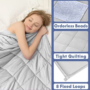 Weighted Blanket 15 Pounds for Adults 60"x 80" 15lbs Perfect for 150-170 lbs Queen Size Use on Queen Bed Soft Material with No Leaking Glass Beads (Light Gray)
