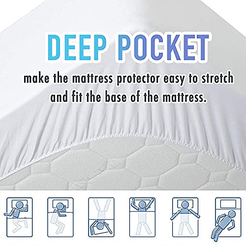 MATBEBY Bedding Quilted Fitted California King Mattress Pad Cooling Breathable Fluffy Soft Mattress Pad Stretches up to 21 Inch Deep, California King Size, White, Mattress Topper Mattress Protector