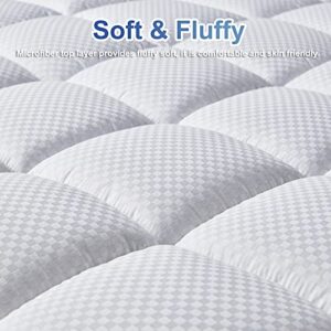 MATBEBY Bedding Quilted Fitted California King Mattress Pad Cooling Breathable Fluffy Soft Mattress Pad Stretches up to 21 Inch Deep, California King Size, White, Mattress Topper Mattress Protector