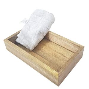 Antique Handmade Mango Wood Guest Towel Holder Vanity Tray Bathroom Accessory Trays Brown 10 x 6 inches