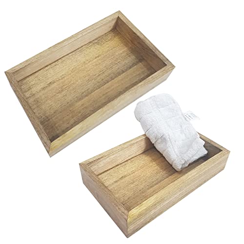 Antique Handmade Mango Wood Guest Towel Holder Vanity Tray Bathroom Accessory Trays Brown 10 x 6 inches