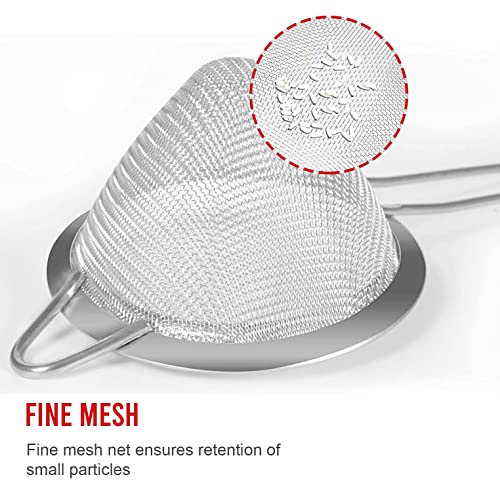 Kafoor Set of 2 Stainless Steel Mesh Strainers for Kitchen - 6.3 inch Large Fine Mesh Strainer & 3.3 inch Small Strainer Fine Mesh - Ideal to Sieve Pasta Noodles, Quinoa, Tea, Coffee, Juices, Flour