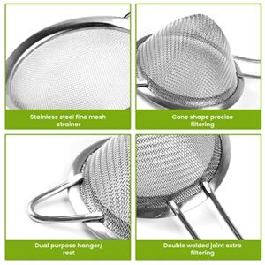 Kafoor Set of 2 Stainless Steel Mesh Strainers for Kitchen - 6.3 inch Large Fine Mesh Strainer & 3.3 inch Small Strainer Fine Mesh - Ideal to Sieve Pasta Noodles, Quinoa, Tea, Coffee, Juices, Flour