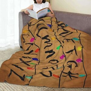 Christmas Lights Alphabet Flannel Blanket Stranger Blanket Soft Flannel Lightweight Blankets Throw Bedding Room Decor for Bed Sofa Couch 60"X50"