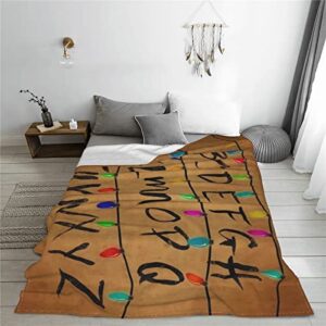 Christmas Lights Alphabet Flannel Blanket Stranger Blanket Soft Flannel Lightweight Blankets Throw Bedding Room Decor for Bed Sofa Couch 60"X50"