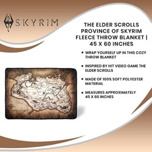 The Elder Scrolls Province of Skyrim Map Plush Throw Blanket |Soft Fleece Blanket, Cozy Sherpa Cover For Sofa And Bed| 45 x 60 Inches