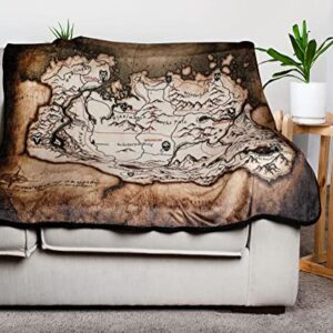 The Elder Scrolls Province of Skyrim Map Plush Throw Blanket |Soft Fleece Blanket, Cozy Sherpa Cover For Sofa And Bed| 45 x 60 Inches