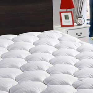 leisure town queen mattress pad cover cooling mattress topper cotton top pillow top with snow down alternative fill (8-21 inch fitted deep) pocket