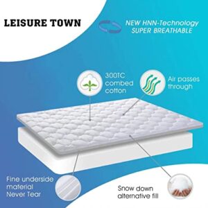 LEISURE TOWN Queen Mattress Pad Cover Cooling Mattress Topper Cotton Top Pillow Top with Snow Down Alternative Fill (8-21 Inch Fitted Deep) Pocket