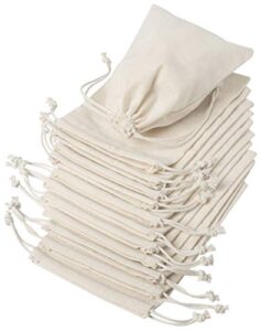 100 percent cotton muslin drawstring bags 12-pack for storage pantry gifts (5 x 7 inch - 12 pack, beige)