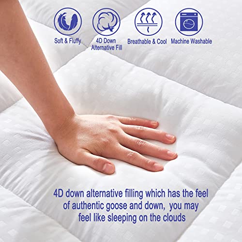 Full Size Mattress Pad Topper - Extra Thick Quilted Fitted Mattress Protector Pillow Cotton Top with 21" Deep Pocket for 8-24 inches Mattress,Soft and Breathable Bed Topper Cover