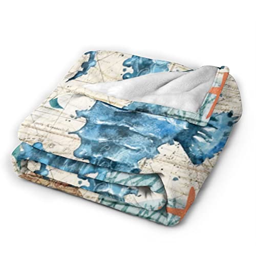 Sea Horse Throw Blanket Super Soft Lightweight Warm Cozy Fuzzy Flannel Blankets for Bed Sofa Office 60x50 inch