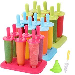 popsicle molds 3 sets ice pop molds ice pop maker with funnel and brush, 3 colors