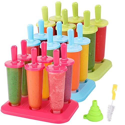 Popsicle Molds 3 Sets Ice Pop Molds Ice Pop Maker with Funnel and Brush, 3 Colors