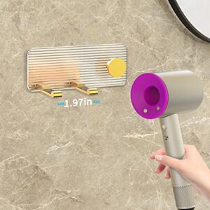 Acliys Hair Dryer Holder Wall Mounted Acrylic Hair Tool Organizer Self Adhesive Blow Dryer Holder for Bedroom & Bathroom Hair Dryer Rack for Dyson Supersonic (Gold)