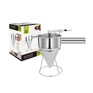 EgieMr Stainless Steel Pancake Batter Dispenser Funnels with Stand Great for Cupcakes, Takoyaki or Any Baked Goods