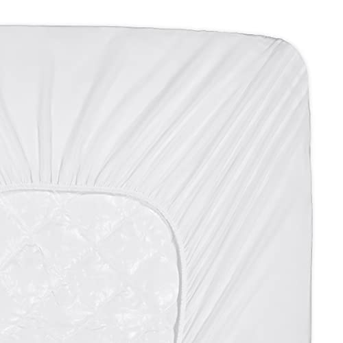 SERTA Power Clean Quilted Soft Waterproof Mattress Pad Protector with 15" Deep Pocket, Full, White