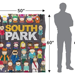 South Park Blanket, 50"x60", Full Cast Silky Touch Sherpa Back Super Soft Throw Blanket