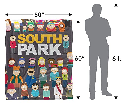 South Park Blanket, 50"x60", Full Cast Silky Touch Sherpa Back Super Soft Throw Blanket